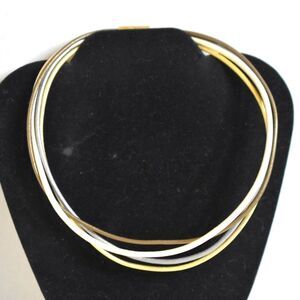 Multi-Strand Intertwined Leather Bands/Silver/Gold/Bronze Tone 18" Boho Necklace
